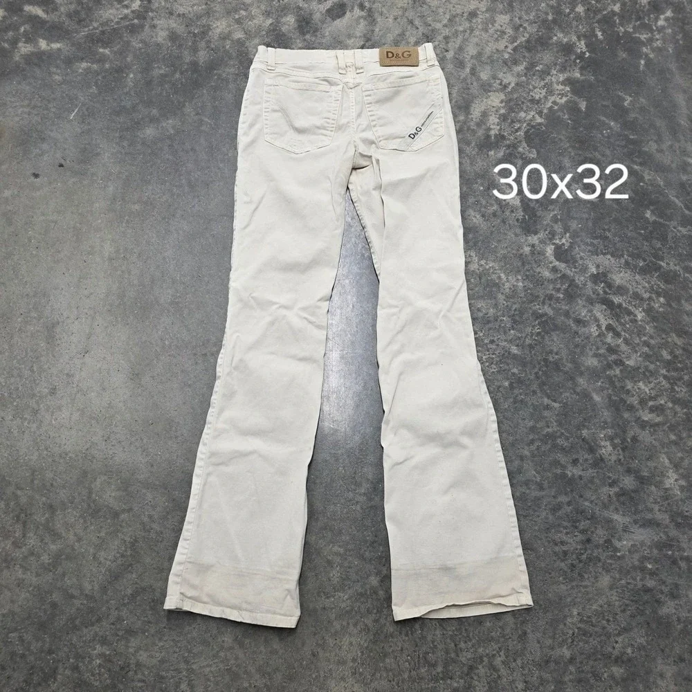 Vtg D&G‎ Dolce & Gabbana Beige Bootcut Flare Jeans Low Rise Designer Women's - Picture 8 of 8